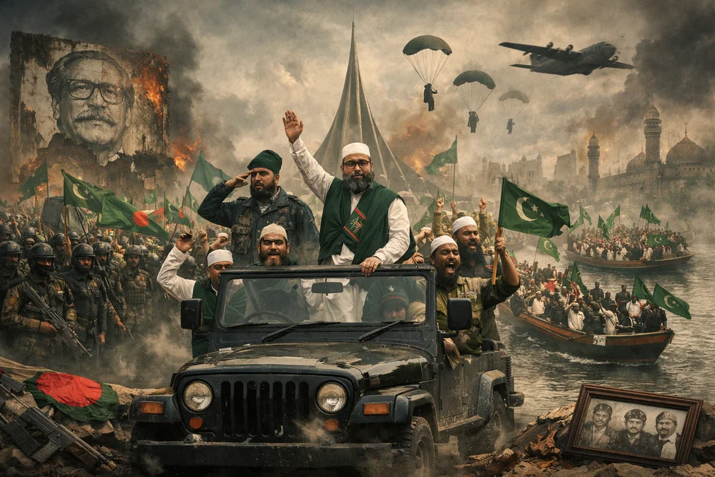 নয়া বন্দোবস্তের বাংলাদেশে জলে, স্থলে, অন্তরীক্ষে জামাতময় বিজয় উৎসব