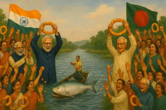 ইলিশ-দ্বারাই মুক্তি: এক পরম বন্ধুত্বের ব্যঙ্গচিত্র